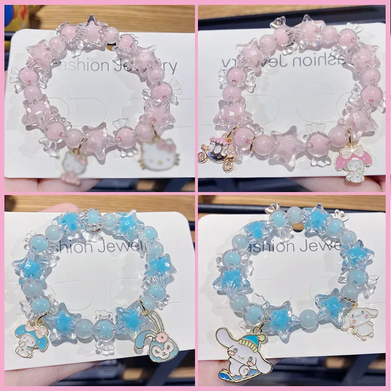 luckacco sweet star candies cinnamoroll stellalou bracelet hellokitty beads shine charm girls child jewelry accessories birthday gifts