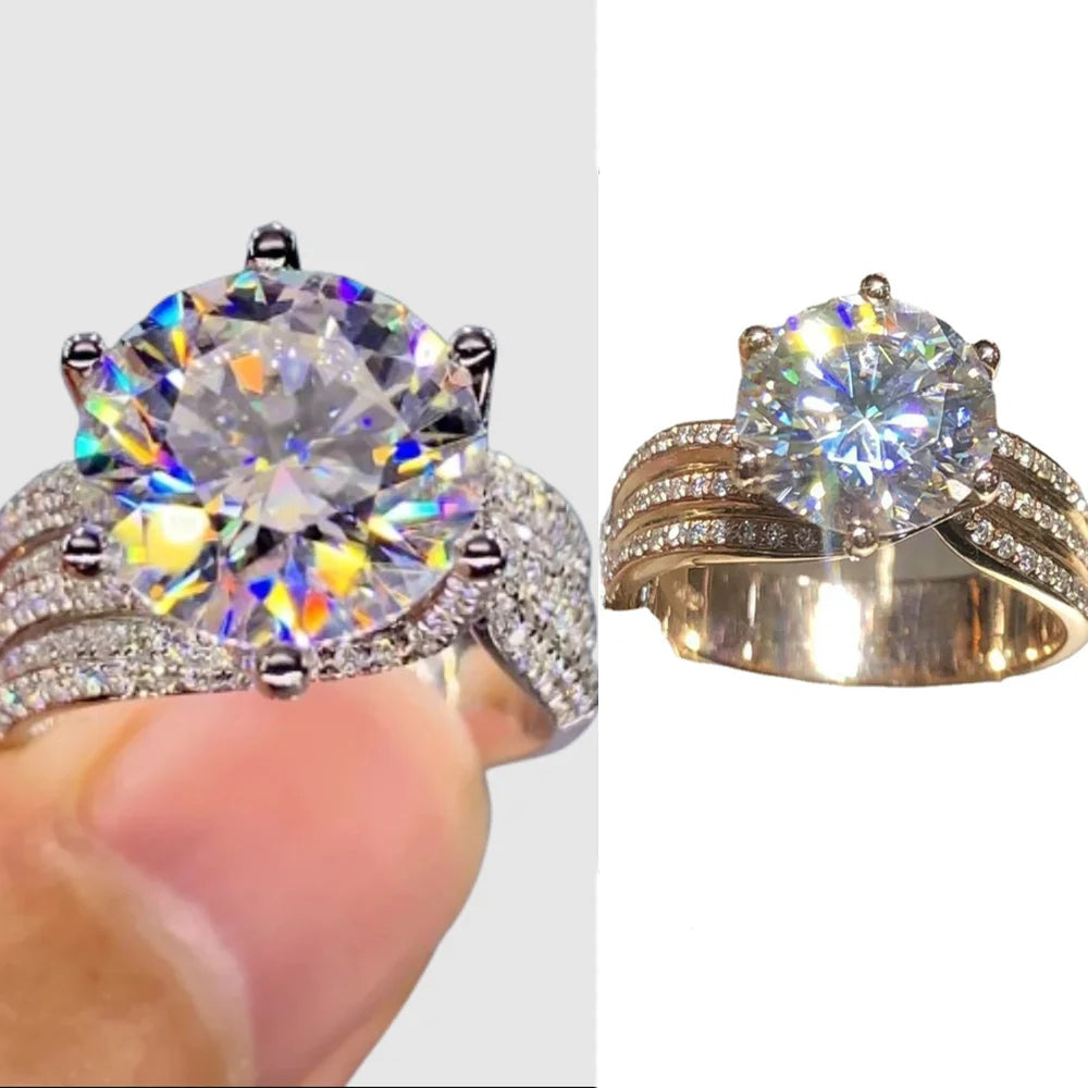 luckacco new fashion luxury sparkling twisted metal inlaid zircon ring for women's daily wear to receptions suitable for wedding banquets