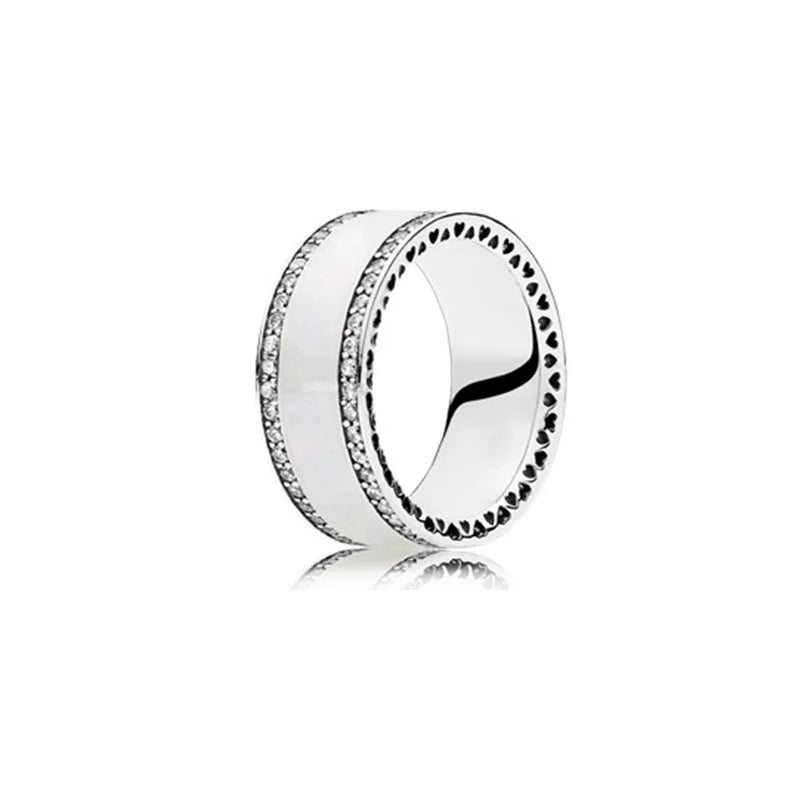 luckacco 100% fashionable 925 sterling silver original heart-shaped water drop butterfly zircon charming ring for women's wedding jewelry