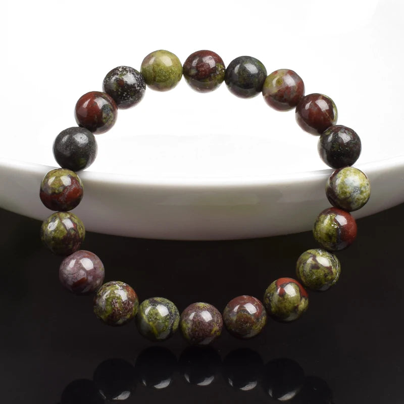 luckacco natural dragon blood stone bracelet made of real natural stones beads bracelets gems jewelry women men genuine bloodstone jasper