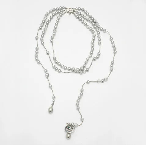 Luckacco Multi-layer Saturn pearl necklace female high-end sense Queen Mother West tassel necklace sweater chain Imitation pearl necklace