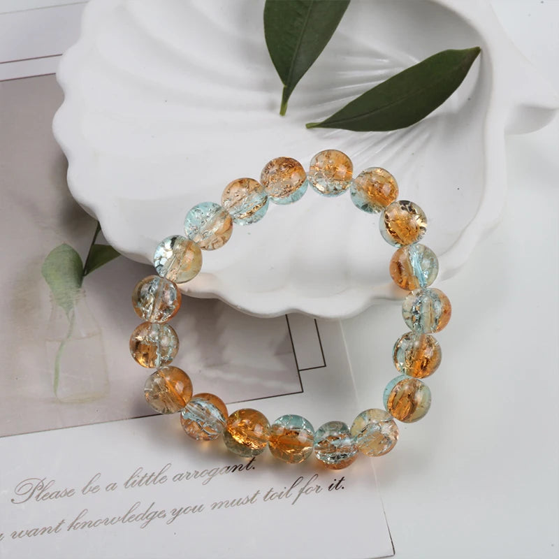 luckacco shinning crystal beads elastic bracelet korean style colorful crystal glass beaded bracelet bangles for women