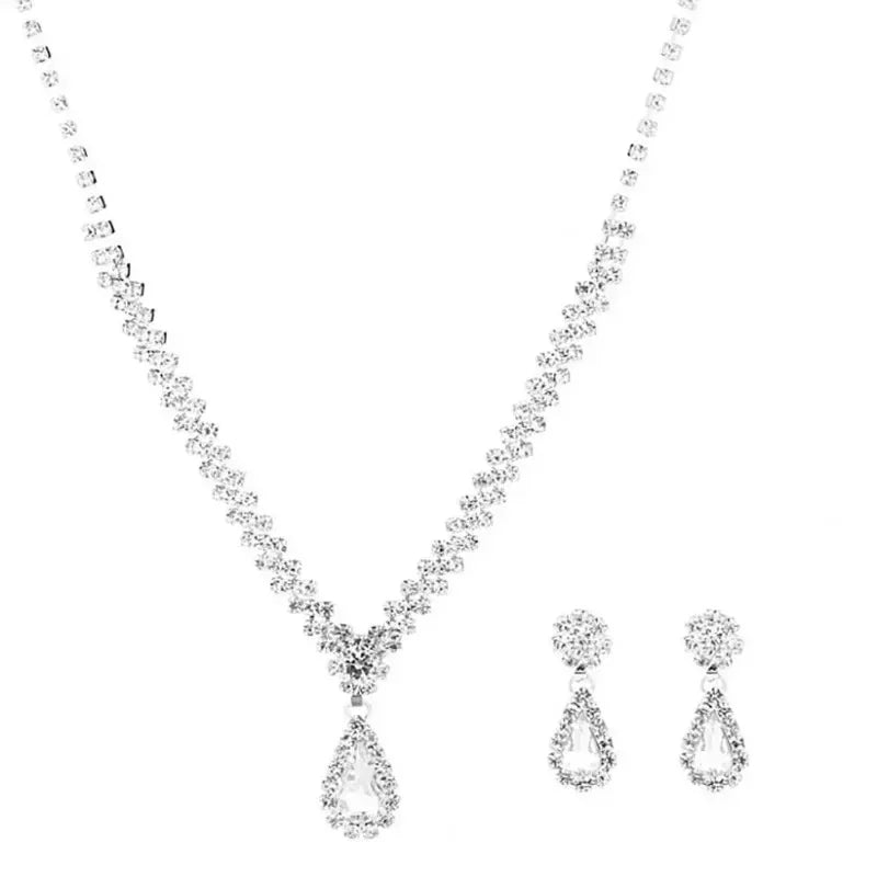 luckacco fashion waterdrop sparkling rhinestone necklace women light luxury jewelry versatile clavicle chain jewellery accessories