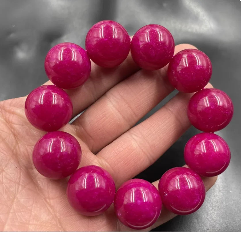 luckacco rose red shujulai round bead bracelet with large beads and jade bracelet
