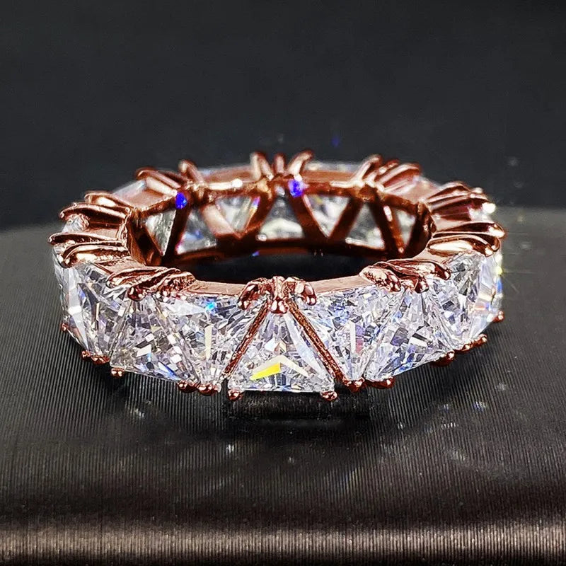 luckacco daily picks triangular cz promise rings for women luxury trendy wedding bands accessories engagement party hot fashion female jewelry