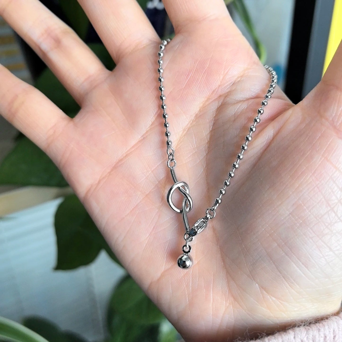 luckacco new 925 silver geometric bead punk peace of mind words irregular string bracelet for woman girl fashion jewelry gift dropship
