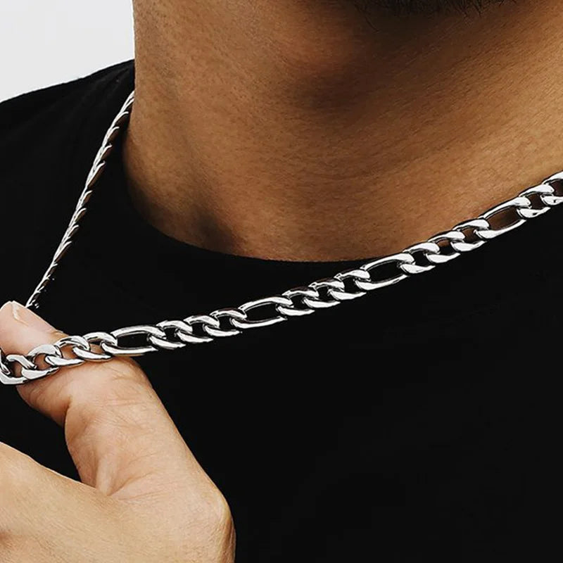 luckacco 2024 new 925 sterling silver 16-30 inches figaro chain necklace men women fashion hip hop punk jewelry charm wedding accessories