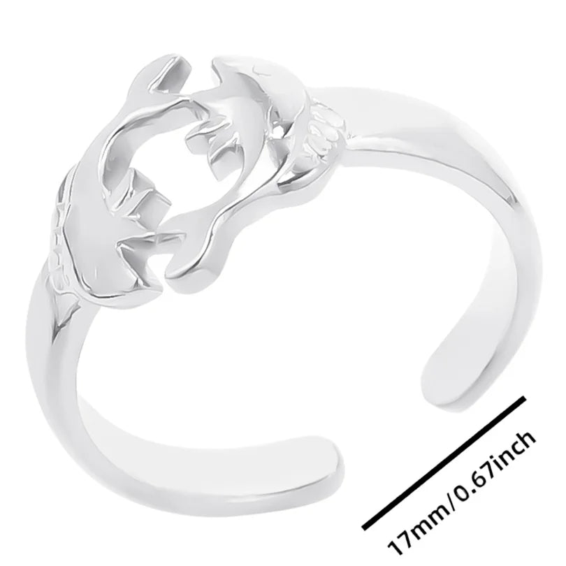 luckacco 1pc stylish marine jewelry ocean sea animals conch starfish shell ring stainless steel jellyfish scallop rings women charm gift