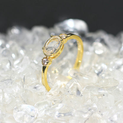 Luckacco Wedding Dating Ring For Women Simple Solitaire Ring With Oval Candy Stone Zircon Gold Color Engagement Gift Fashion Jewelry R865