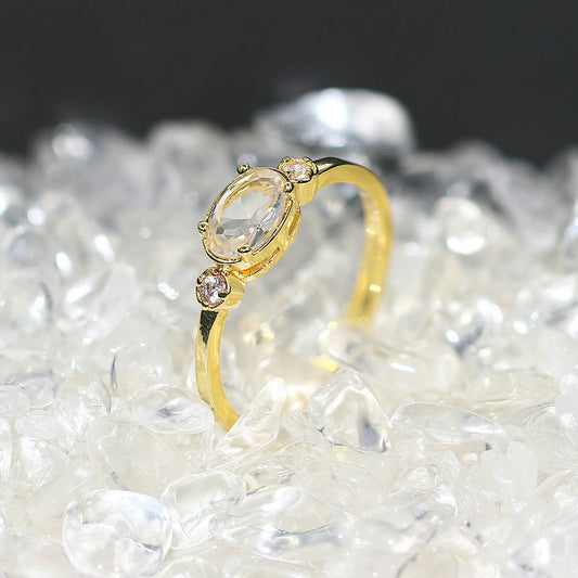 Luckacco Wedding Dating Ring For Women Simple Solitaire Ring With Oval Candy Stone Zircon Gold Color Engagement Gift Fashion Jewelry R865