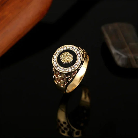 Luckacco Medusa Ring for Men Inlaid with Zircon Fashion Domineering Rings Female Punk Style Jewelry Gifts