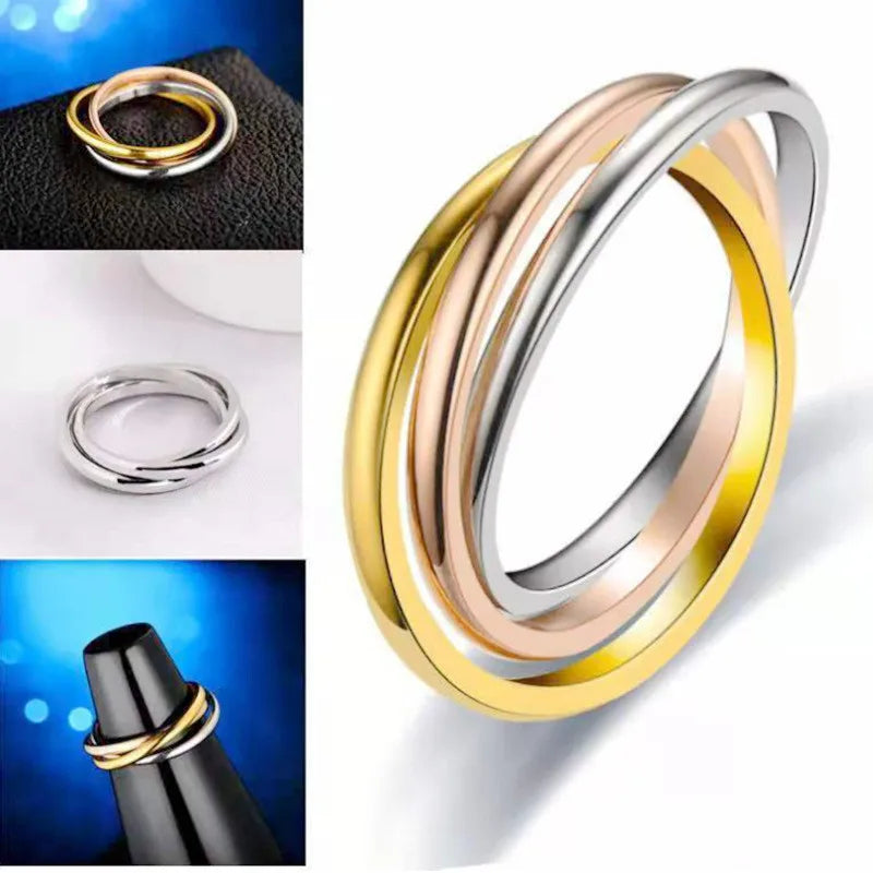luckacco simple stainless steel anxiety fidget spinner rings for couple rotating anti stress wedding band knuckle ring fashion jewelry