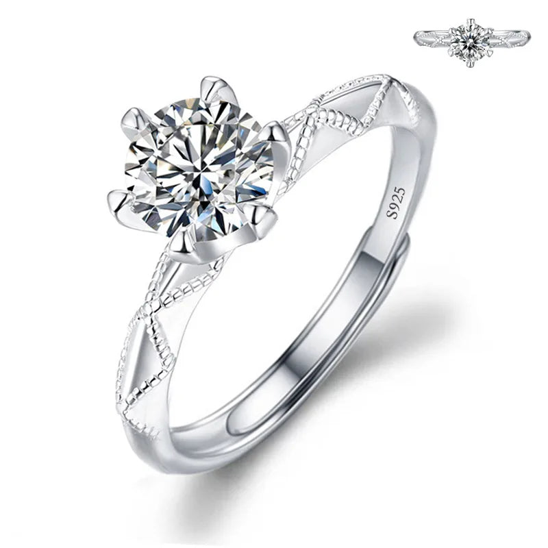 luckacco never fade luxury classic 18k white gold color ring solitaire 2 carat zirconia diamant wedding band women jewelry accessories
