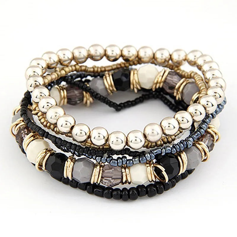 luckacco bohemian charm beads wrap bracelets & bangles for women boho flower leaf tassel bracelet multilayer bracelet femme 2024 new