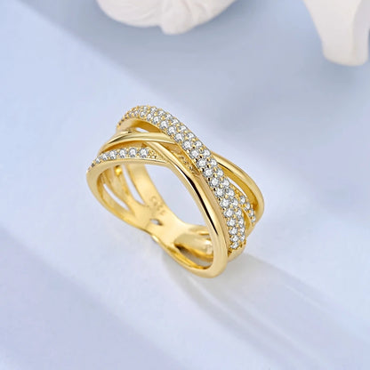 Luckacco New 925 Sterling Silver Rings Gold Heart Bow Adjustable Open Closed Ring Suitable for Women Stacking Ring Fashion Jewelry Gift