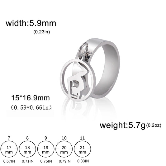 Luckacco Unift Women Stainless Steel Charms Rings Flower Leaf Spider Paw Pendant Finger Ring Fashion Minimalist Couple Jewelry
