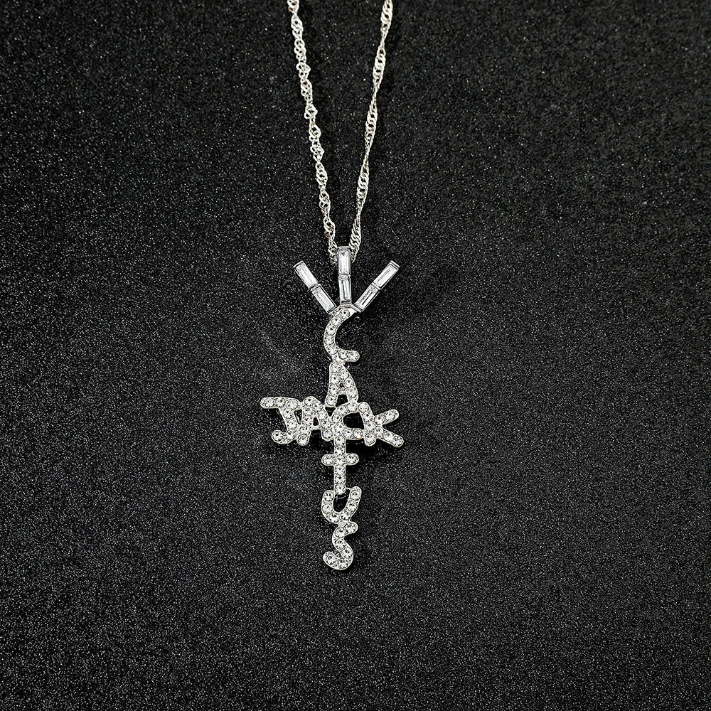 luckacco goth cactus jack pendant necklace iced cubic zircon plated gold silver color hip hop jewelry for men women kpop