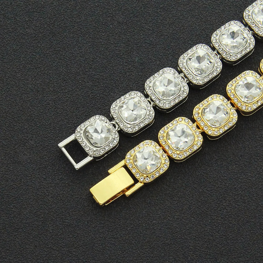 luckacco hnsp 12mm ice chain necklace bracelet for men women neck hip hop tennis chain jewelry accessories