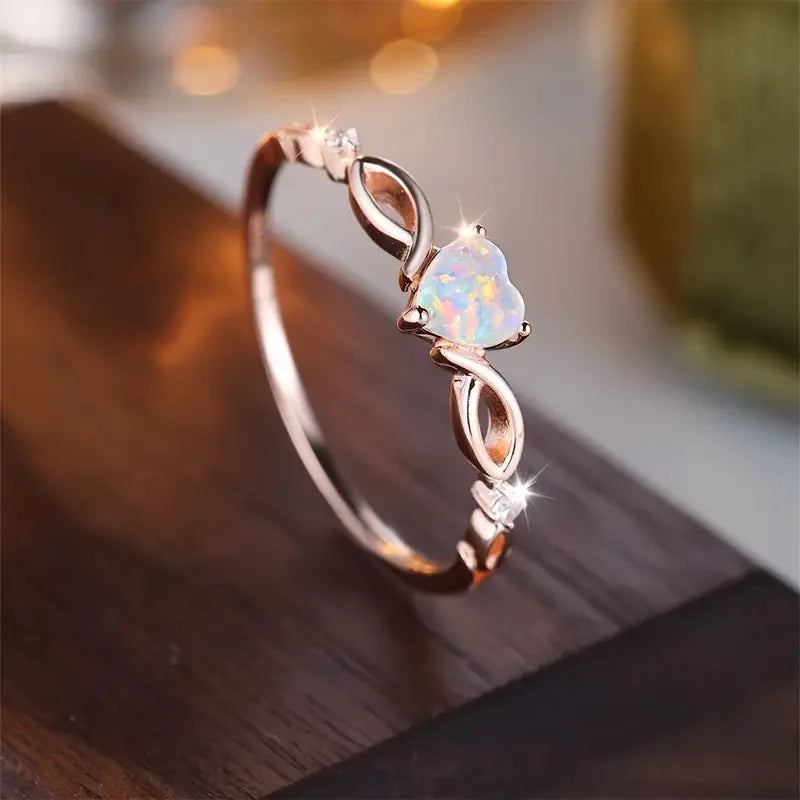 luckacco love heart stone rings for women rose gold silver color wedding band bridal engagement jewelry mother's day gift кольцо женское