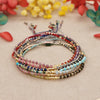 Luckacco Irregular Crystal Bracelet Colorful Beaded Waterproof Jewelry Handmade Gift for Women Teen Girl Adjustable Rope Chain Bracelets