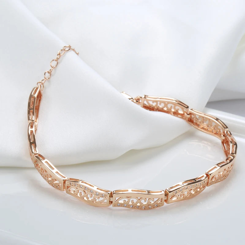 luckacco kinel fashion 585 rose gold ethnic bride bracelet for women luxury natural zircon vintage wedding fine jewelry 2022 new