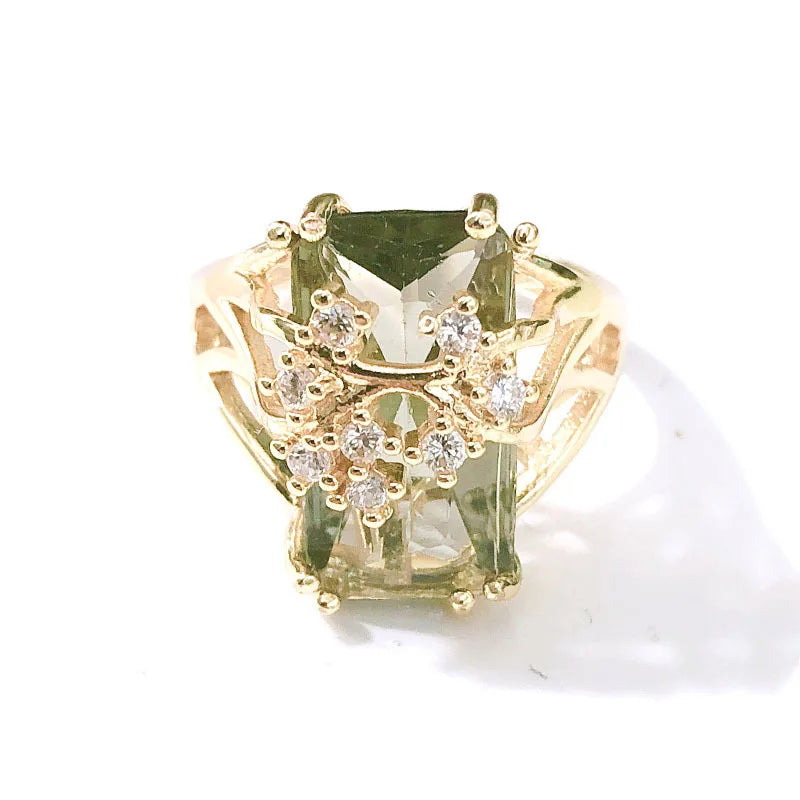 luckacco stunning silver plated cocktail ring with large square zircon - perfect for daily outfits and parties