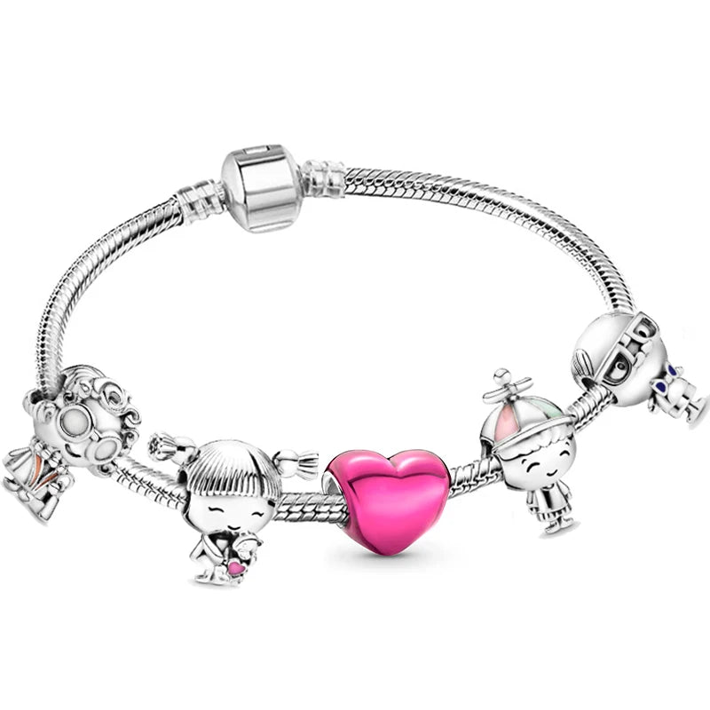 luckacco romantic style jewelry charm bracelets with family love beads bracelet for women couples pulseras jewelry gift special offer