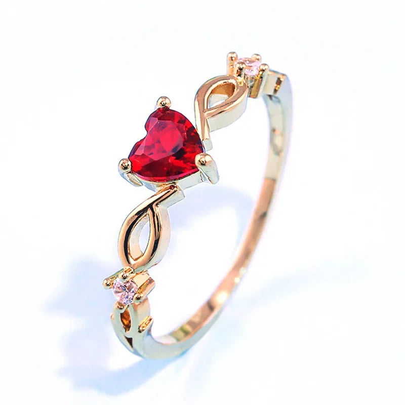 luckacco romantic pink heart shaped ring for female cubic zirconia bridal wedding party  with minimalist fashion jewelry accessories