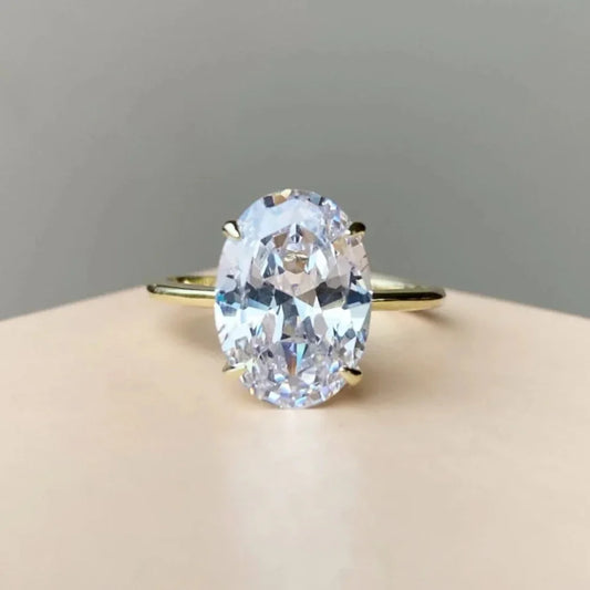 Luckacco 2025 Fashionable Luxury Oval Original Stainless Steel Rings for Women Engagement Gift Proposal Jewelry Bride Wedding