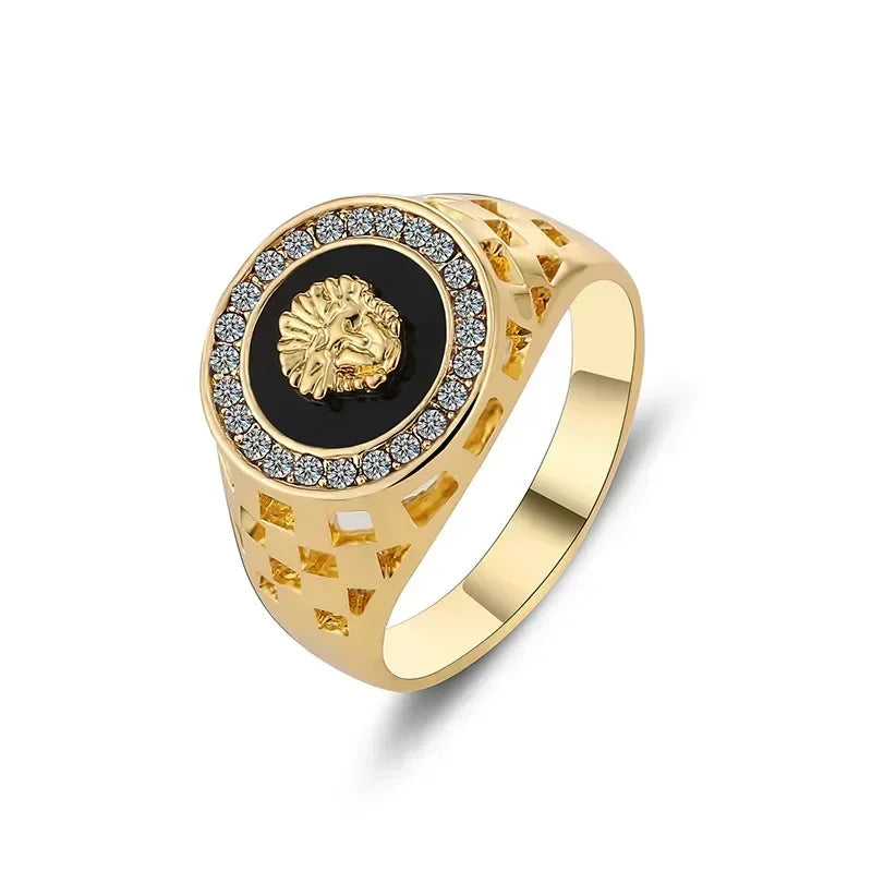 luckacco medusa ring for men inlaid with zircon fashion domineering rings female punk style jewelry gifts