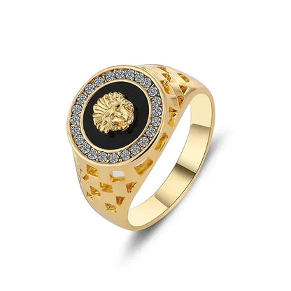 Luckacco Medusa Ring for Men Inlaid with Zircon Fashion Domineering Rings Female Punk Style Jewelry Gifts