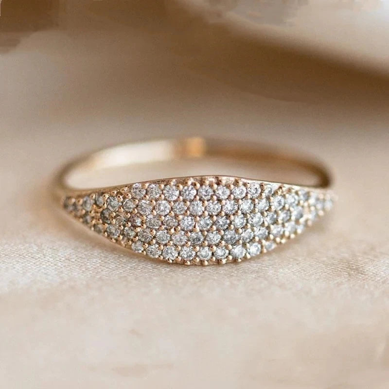 luckacco daily picks paved cubic zirconia rings for women gold color fashion wedding bands accessories daily wear exquisite ring hot jewelry