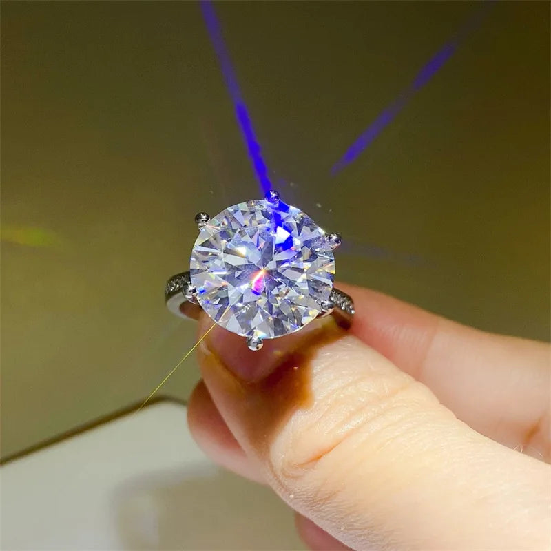 luckacco certificate 5/10ct d color moissanite diamond ring 925 sterling silver party wedding band rings for women engagement jewelry