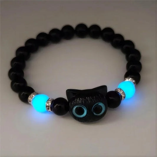 Luckacco Handmade 2pcs Couples Cute Cat Bracelet Unique Stylish Hand Rope For Women Men Beaded Woven Bracelet Wrist Jewelry Gifts