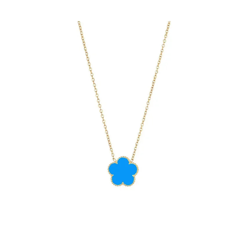 luckacco 14k gold plated five-leaf clover link bracelets white black blue gold red green lucky bracelets jewelry gifts trendy for women