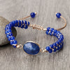 Luckacco Handmade Natural Chalcedony Stone Wrap Bracelet & Bangle Charm Lazurite Pendant Braided Beaded Bracelets Women Men Yoga Jewelry