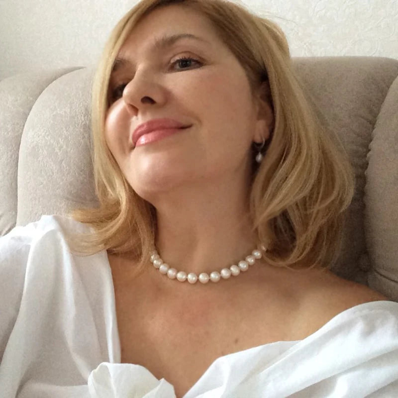 luckacco real natural river freshwater pearl necklace for women wife mother birthday anniversary gift white