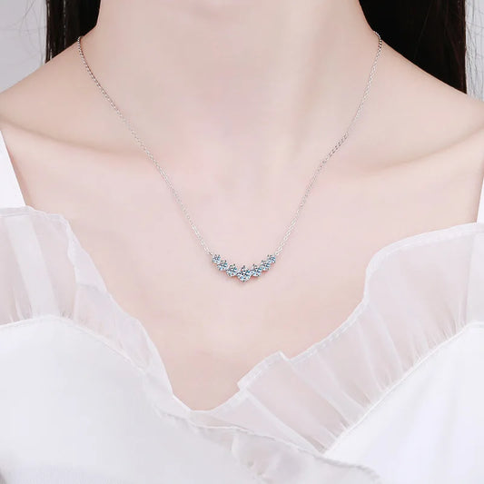 Luckacco Moissanite Necklace for Woman Wedding Fine Jewely with Certificates 925 Sterling Sliver Plated 18k White Gold Necklace