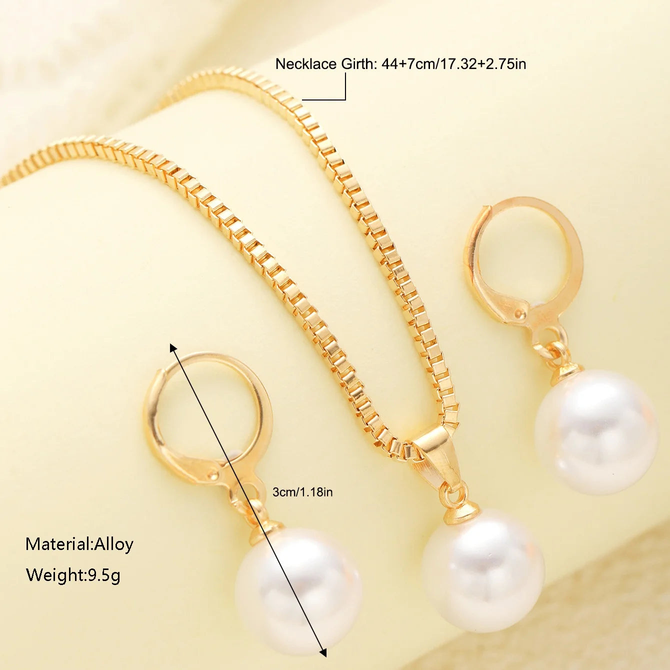 luckacco 3 pcs round pearl jewelry set of earring pendant necklace for women exquisite fashion rhinestone double wedding jewelry set gift