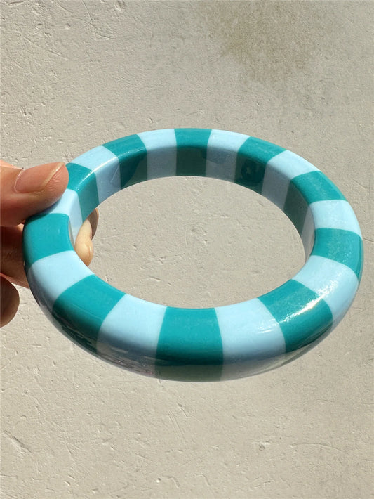 Luckacco Color-Blocked Striped Resin Bracelet Minimalist Dopamine-Hunting Girl Color Palette Stylish Charm Women's Layered Jewelry