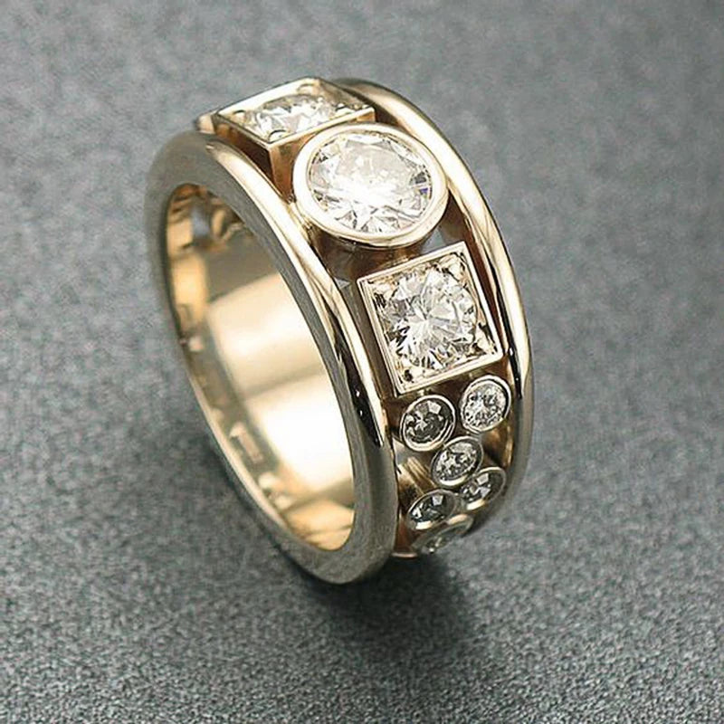 luckacco daily picks geometric shaped women rings with marquise cubic zirconia exquisite female accessories for wedding party fashion jewelry