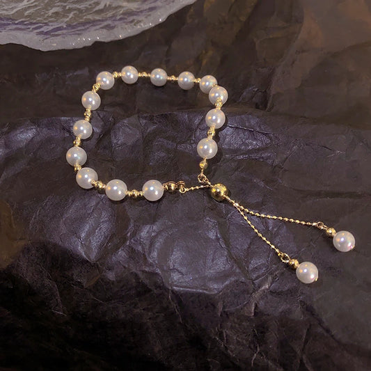 Luckacco LATS New Fashion Unique Design Elegant Delicate Baroque Pearl Bracelet Ladies Premium Jewelry Birthday Party Gift Accessories