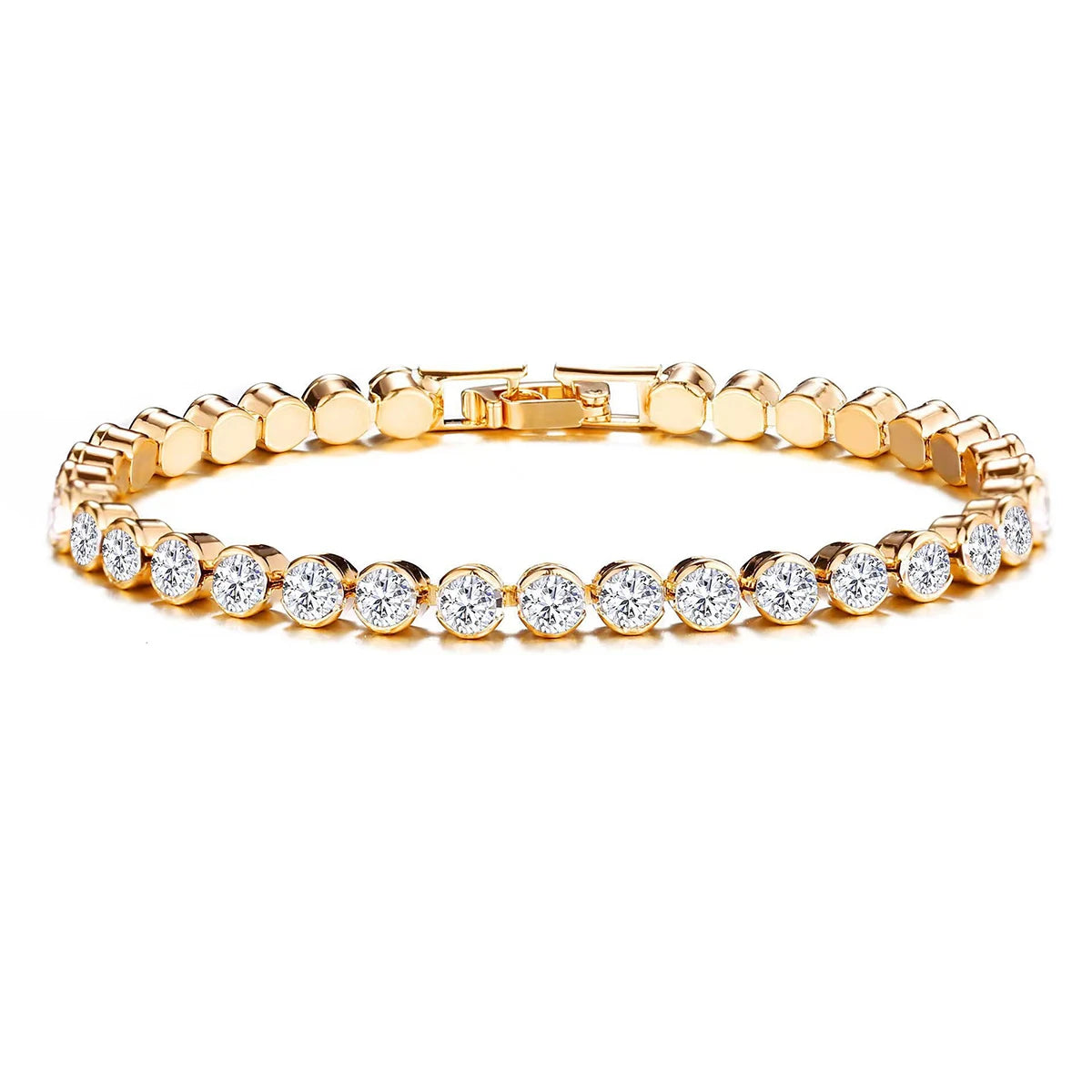 luckacco luxury crystal tennis bracelets for women wedding gift gold silver color metal roman chain bracelets cubic zirconia jewelry