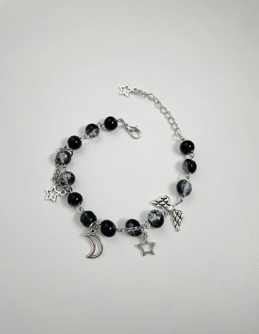 Luckacco Harajuku Pentagram Pearl Beaded Bracelets for Women 2023 Korean Aesthetic Cute Star Blue Glass Ball Bracelets Y2k Jewelry Gifts