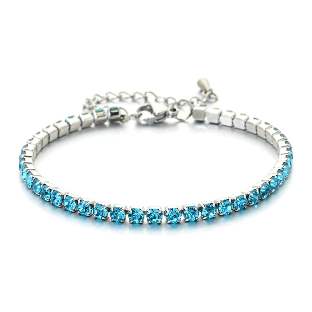 luckacco shop's pick 3mm micro pave zircon tennis bracelet for women new men bracelet homme stainless steel jewelry accessories