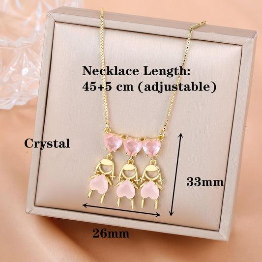 Luckacco Hot Sale Gold Plated Heart-Shaped Crystal Boys Girls Pendant Necklace For Women Girls Daily Wear Choker Birthday Gift Jewelry