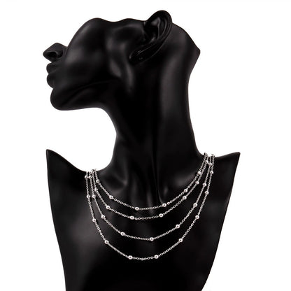 Luckacco Hot sale 925 Sterling Silver Fashion Jewelry 18 inches Smooth Bead Chain Necklace For Women Wedding Birthday Gifts