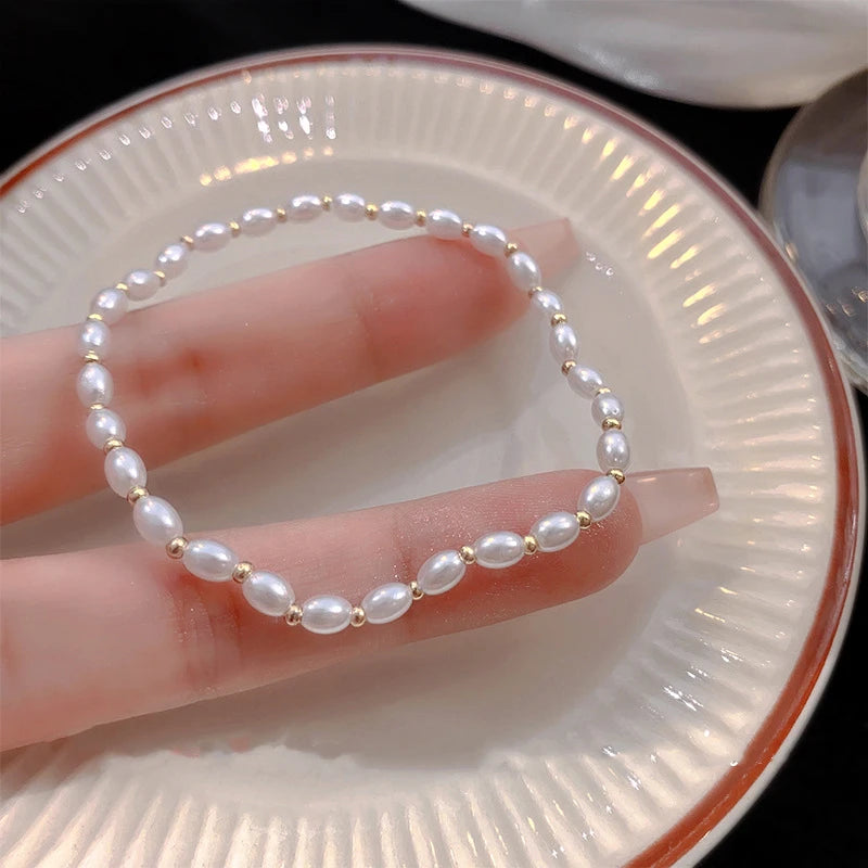 luckacco lats new fashion unique design elegant delicate baroque pearl bracelet ladies premium jewelry birthday party gift accessories
