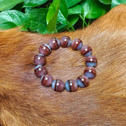 Luckacco 17mm Round With High-quality Cinnabar Material Bead Natural Thread Shaped Pharmacist Agate Dzi Beads Bracelet