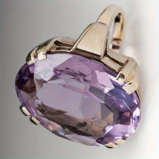Luckacco Charm Gold Color Inlaid with Purple Stone Rings Gorgeous Fashion Party Engagement Wedding Rings for Women Jewelry